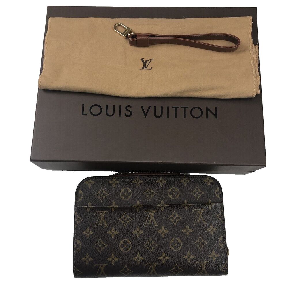 Louis Vuitton Mono Orsay Pochette Clutch Cosmetic wristlet Box Dust Cover W/COA